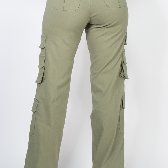 Haute Monde Green Cargo Trousers Relaxed Fit - Picture 1 of 3